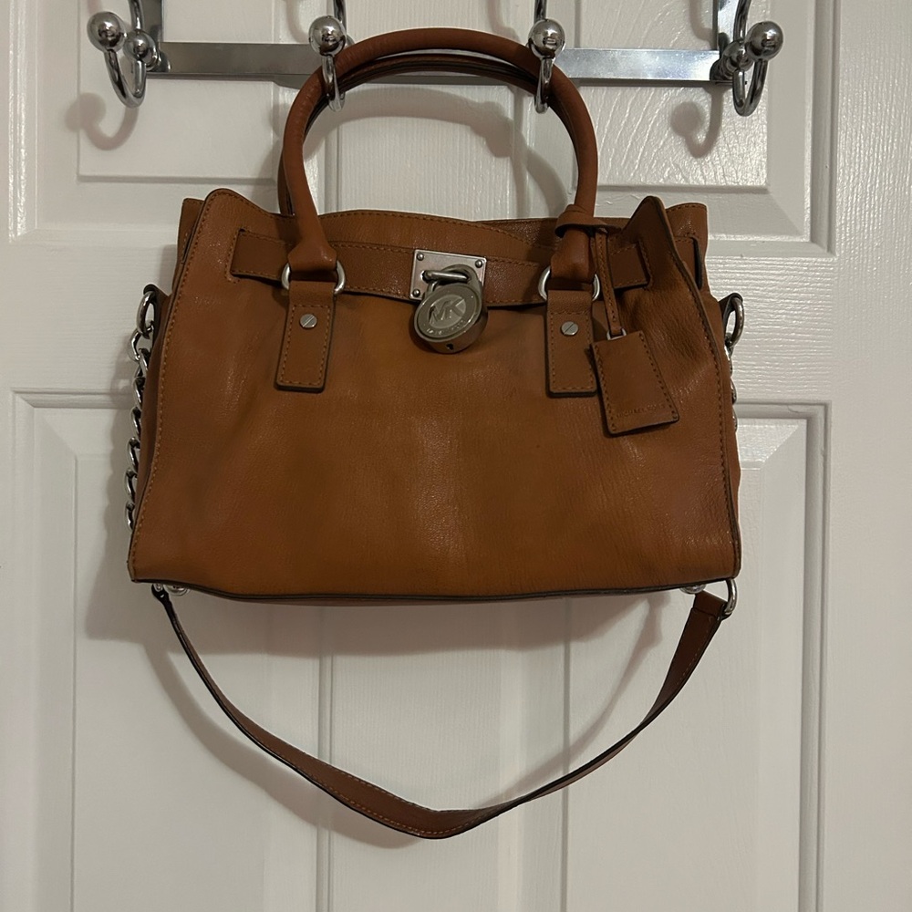 Michael Kors Brown Leather Hamilton Tote Satchel Bag